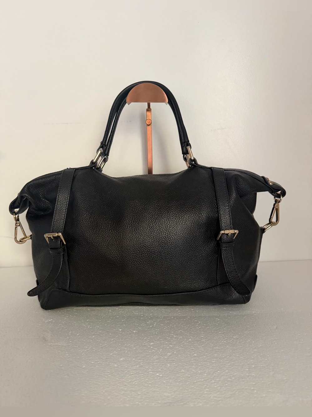 Ora Delphine
Adele Satchel in black pebbled leather